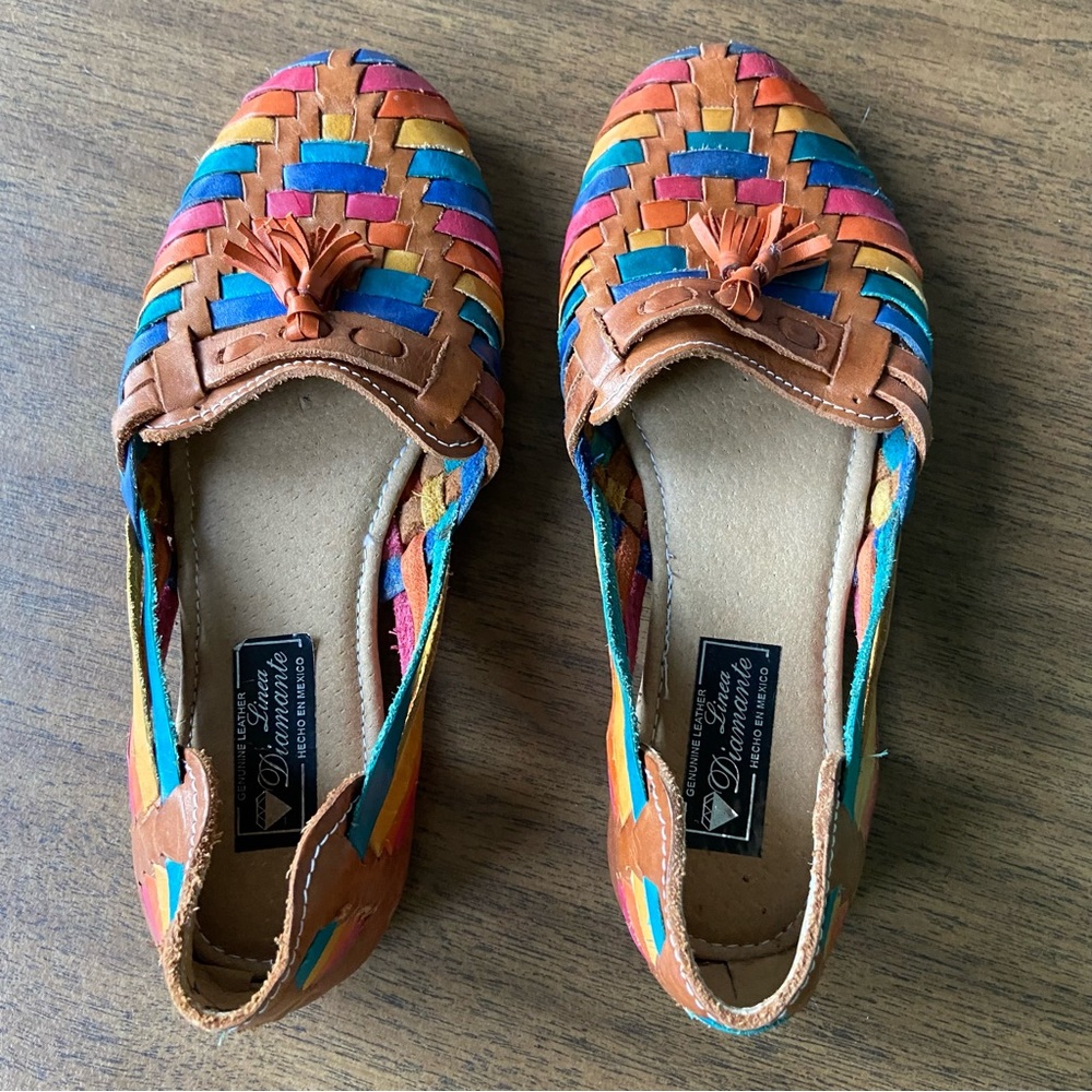 Colorful leather huarache flats. - Picture 2 of 5
